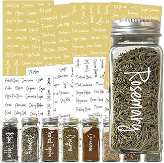 278 Pcs Clear Spice Jar Labels Preprinted Set,Waterproof Pantry Labels Stickers for Organization and Storage,Spice Pantry Names Preprinted, Word Art Personalised Black& White Labels Clear Stickers