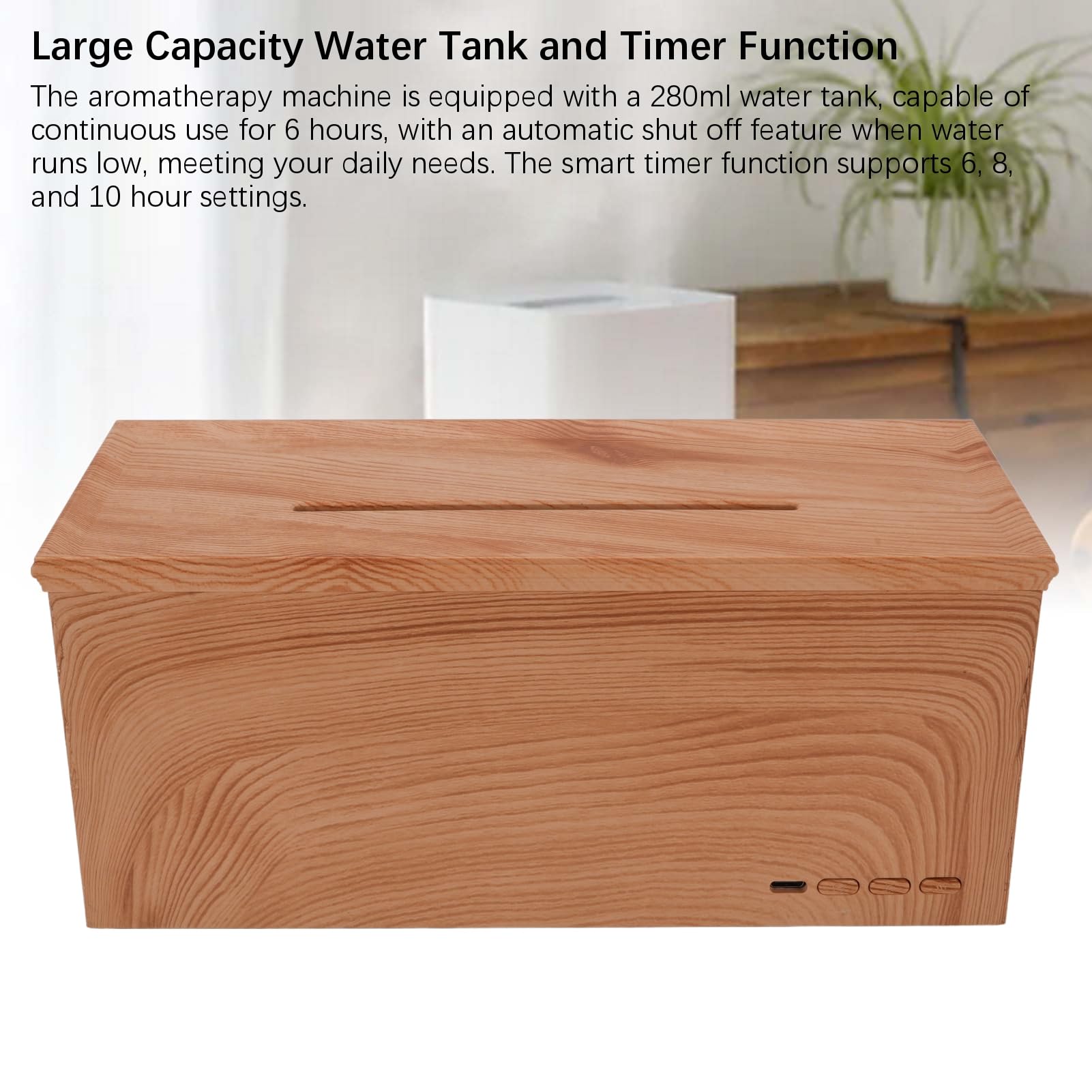 GOWENIC Diffusore di Aromaterapia per Caminetto con Venature del Legno da 180 Ml, Diffusore di Oli Essenziali Ad Ultrasuoni da 280 Ml con Simulata, Umidificatore per Luce Notturna a 7 Colori con