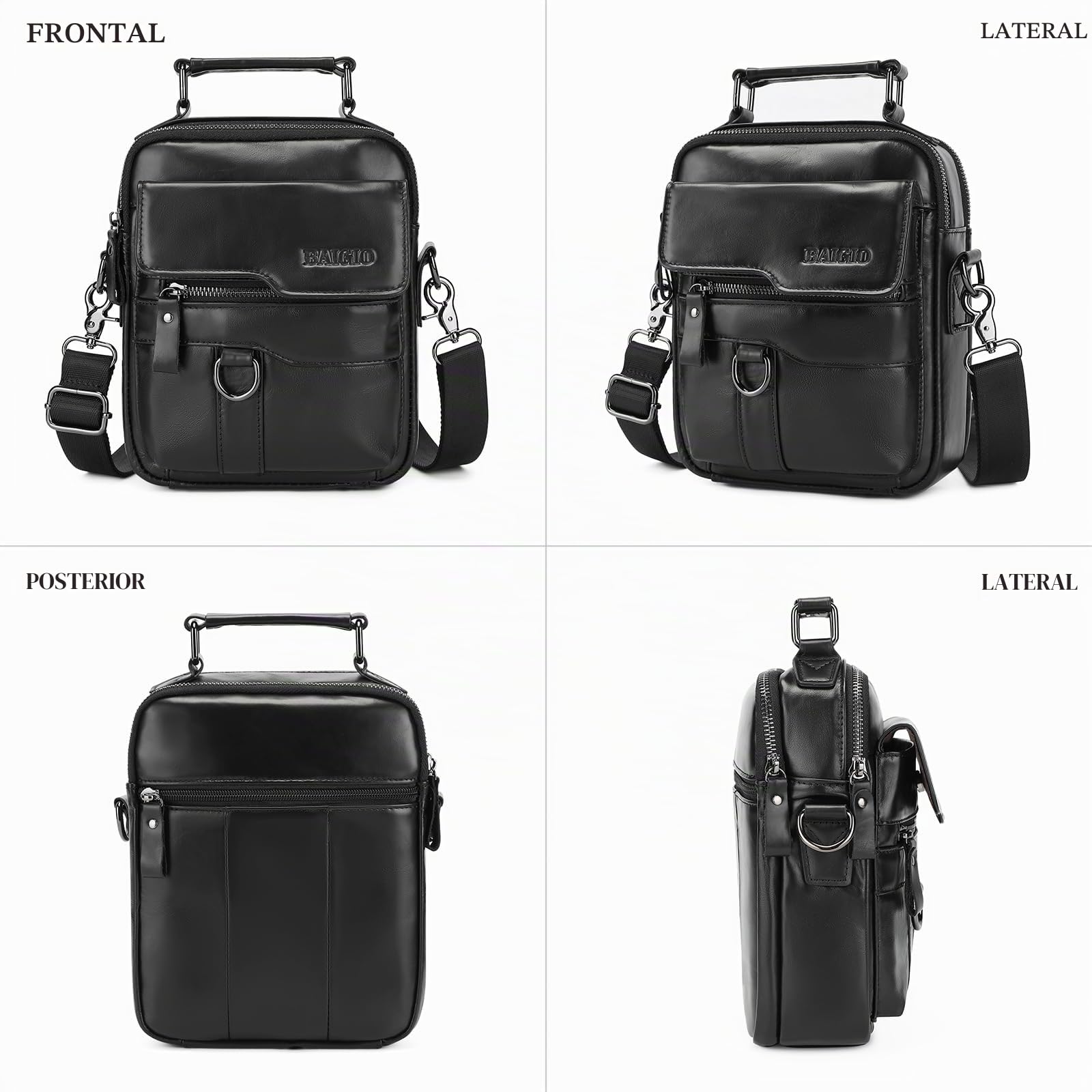 BAIGIO Bolso Bandolera de Piel para Hombre, Bolso de Hombro vintage, Bandolera para Trabajo, Viaje, Vida Cotidiana