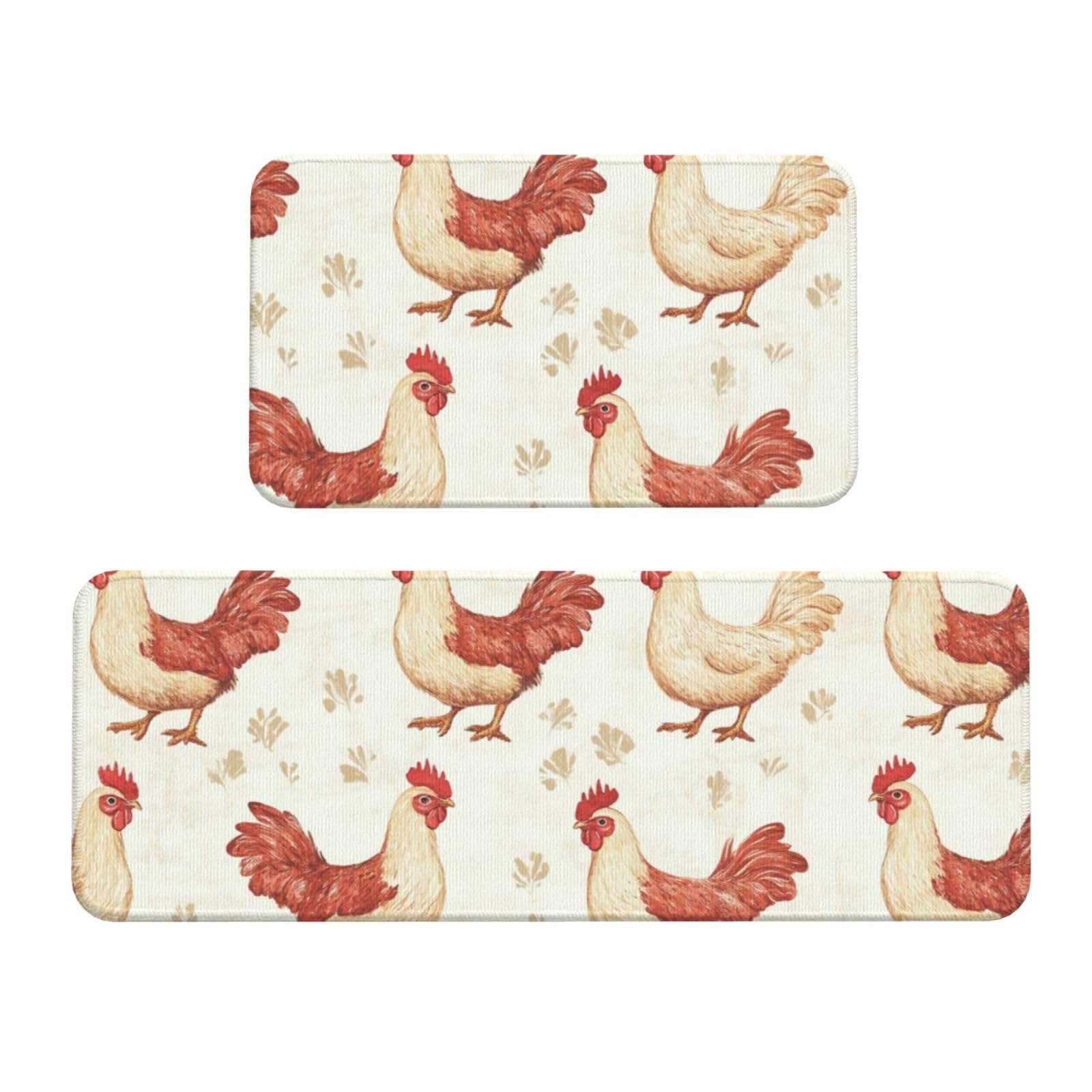 Juego de 2 tapetes de cocina Six Chicks antideslizantes de 43x119 cm y 43x76 cm
