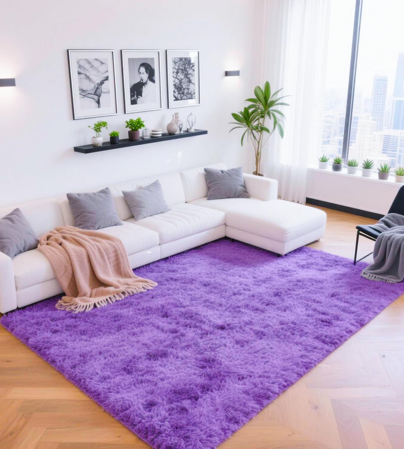 ROHATIM Hochflor Teppich Wohnzimmer Super weich Shaggy Teppich Flauschiger,Soft Area Rug Schlafzimmer Teppiche Super weich Fluffy Kindermatte