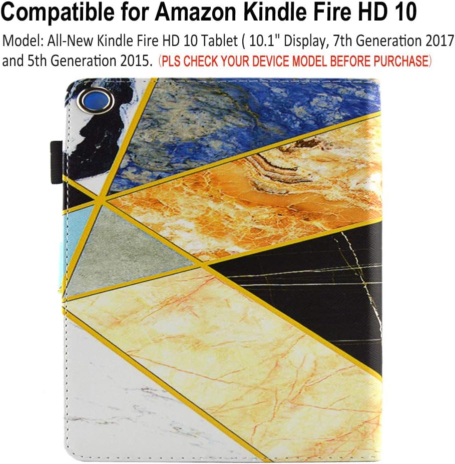 JZCreater Kindle fire HD 10 Case Old Model 2019, Compatible with 10.1" Amazon Fire HD 10 Tablet (9th/7th/5th Generation, 2019/2017/2015 Release), Marble