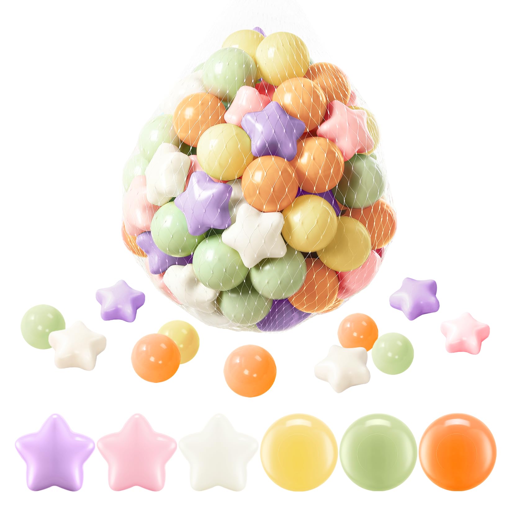 FHRILEK Ball Pit Balls, Safe Non-Toxic BPA-Free Crush-Proof Plastic Balls for Toddlers, Gift for Kids Birthday & Christmas, for Indoor Playpens, Party Decorations & Amusement Activities