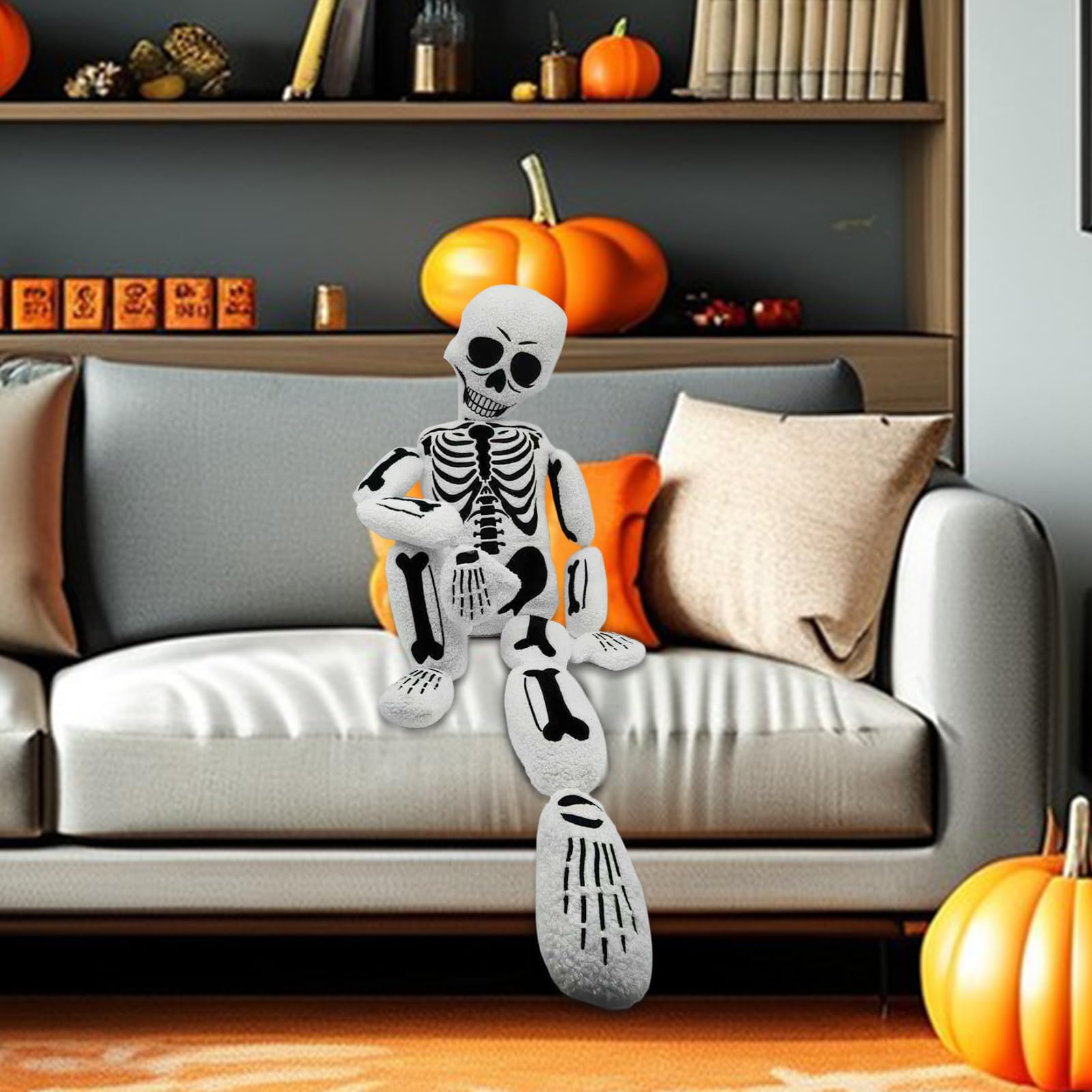 Generico Cuscino Scheletro Halloween Teschio in peluche morbido realistico | Cuscino Scheletro Intero Halloween Per Divano Casa Camera Da Soggiorno Dormitorio Appartamento
