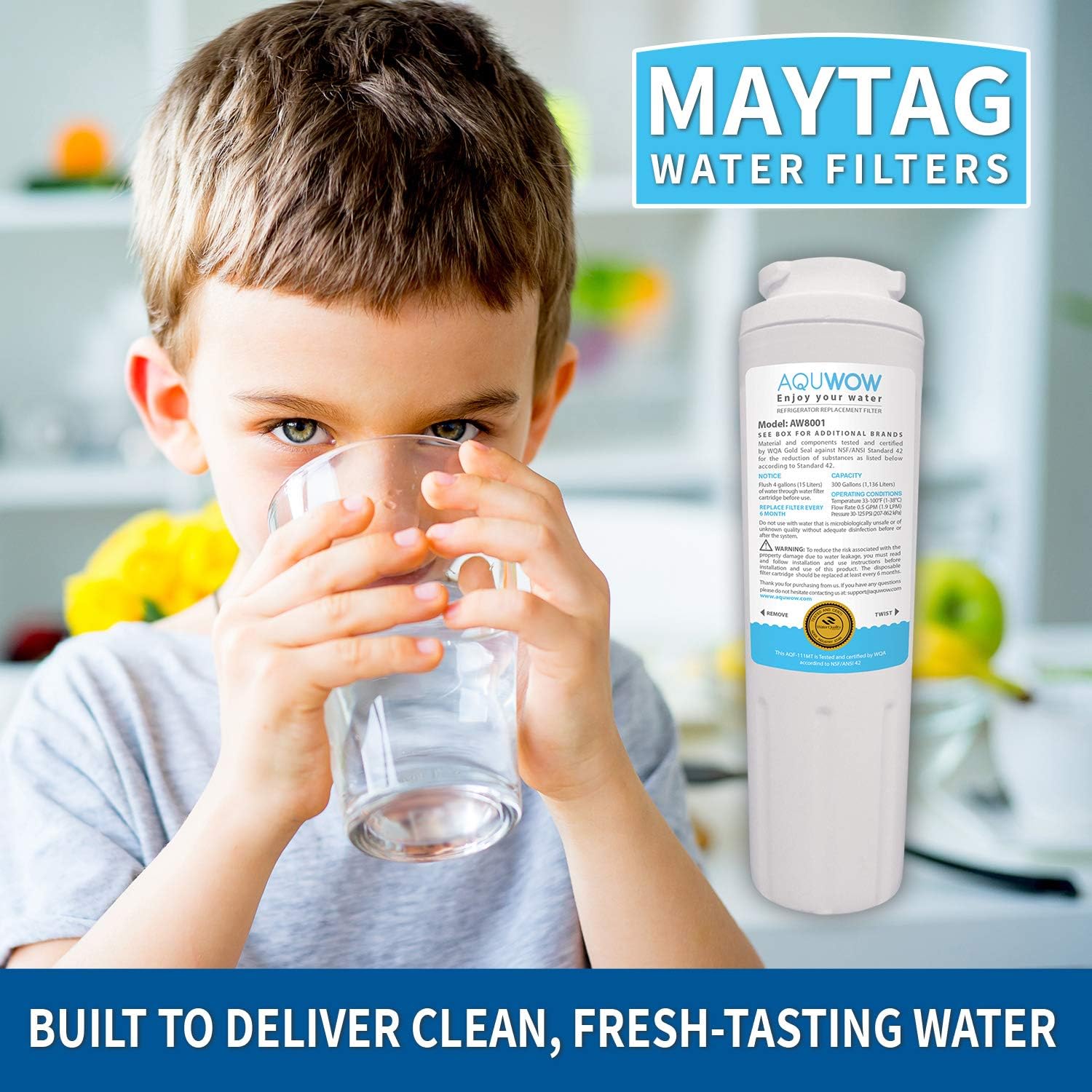 Featured Product Refrigerator Water Filter Replacements 3-Pack for Maytag UKF8001, Whirlpool 4396395, EveryDrop EDR4RXD1, Pur FILTER 4, and Kenmore 46-9005 – NSF Certified Clean, Purified Drinking Water by AQUWOW
