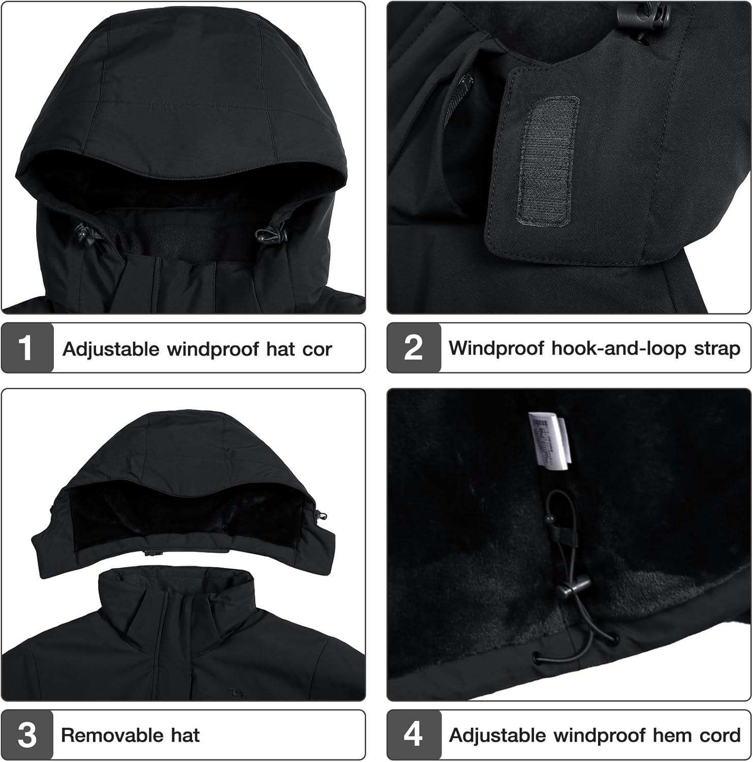 CAMEL CROWN Women's Ski Jacket Waterproof Winter Mountain Coat Warm Fleece Windbreaker Hooded Raincoat Snowboarding Jackets