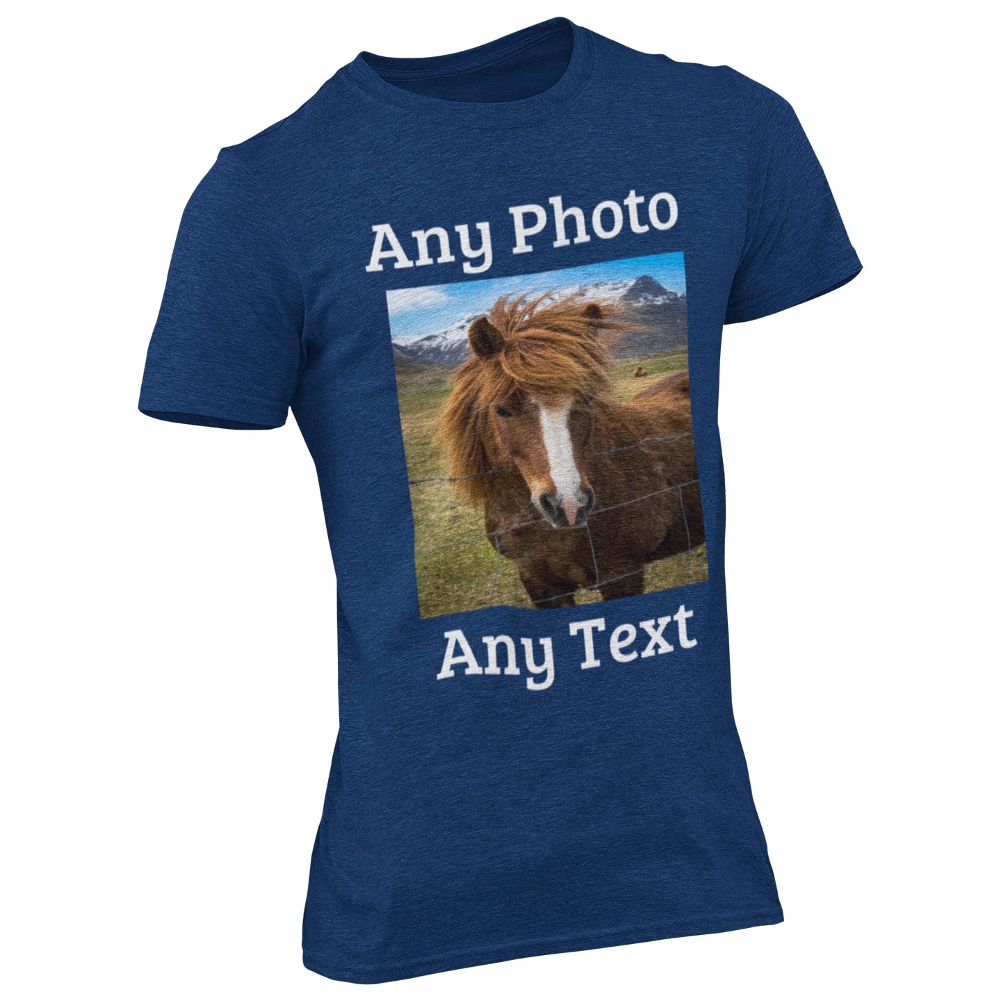 Navy Personalised T Shirt Upload Your Photo and Text - SML - XXL Same Day Free Dispatch - Custom Photo T-Shirt - Birthday Gift