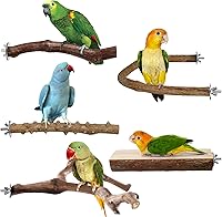 HPAWHOMEPART 5PCS Natural Wood Bird Perches for Parrots Cockatiels - U Y-Shaped Branches Chewing Climbing Cage Toys