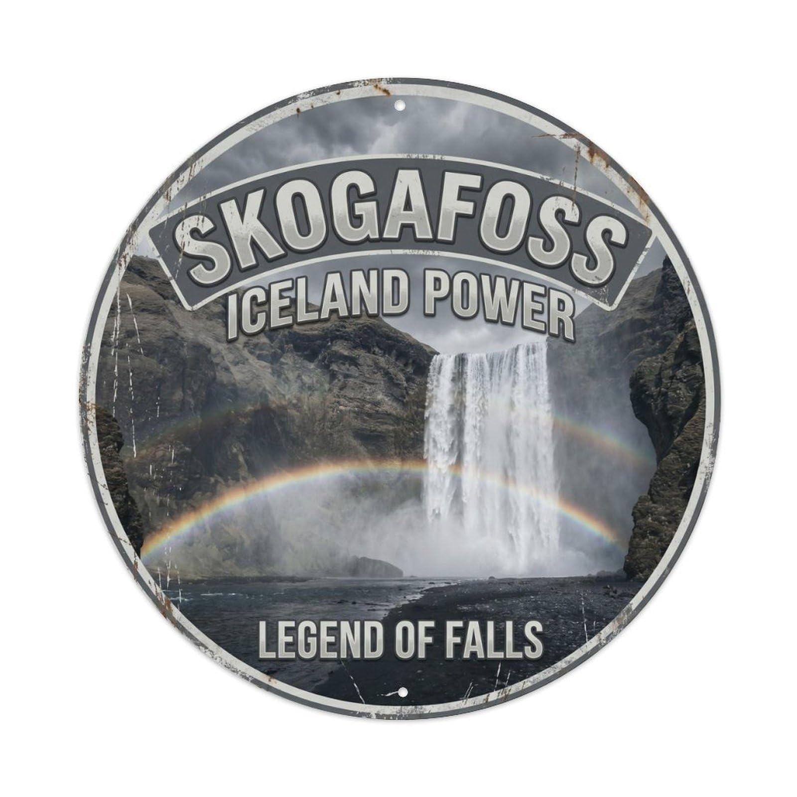 Vintage Travel Skogafoss Iceland Legend Metal Tin Sign