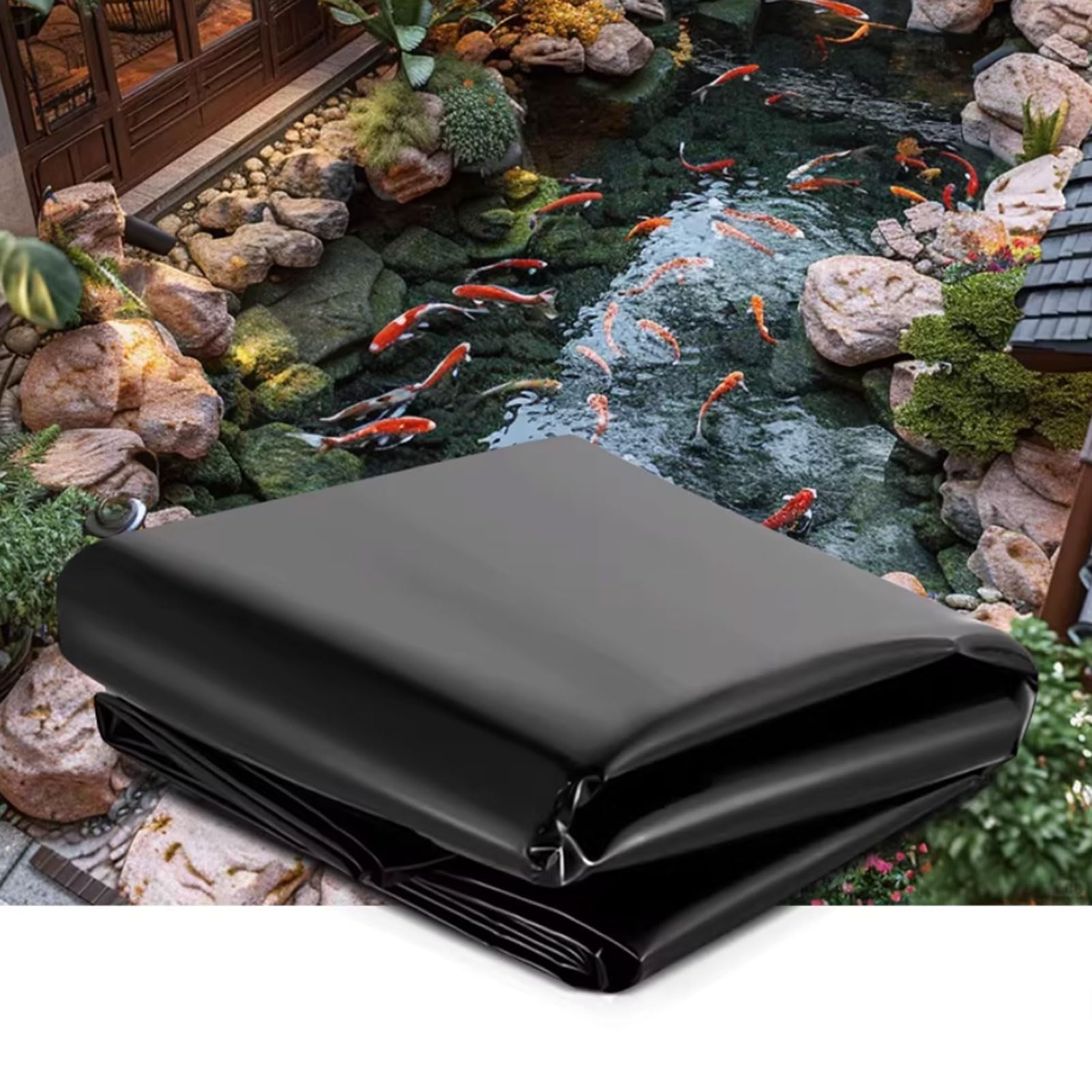 Reinforced Pond Liner Underlay 3x7m 5x6m 7x8m 8x10m 10x12m，Large Pond Membrane Heavy Duty Black Polythene Sheet，Foldable Fish Ponds Film for Koi Ponds，Aquaculture(9.8x13.1ft)(9.8x23ft)