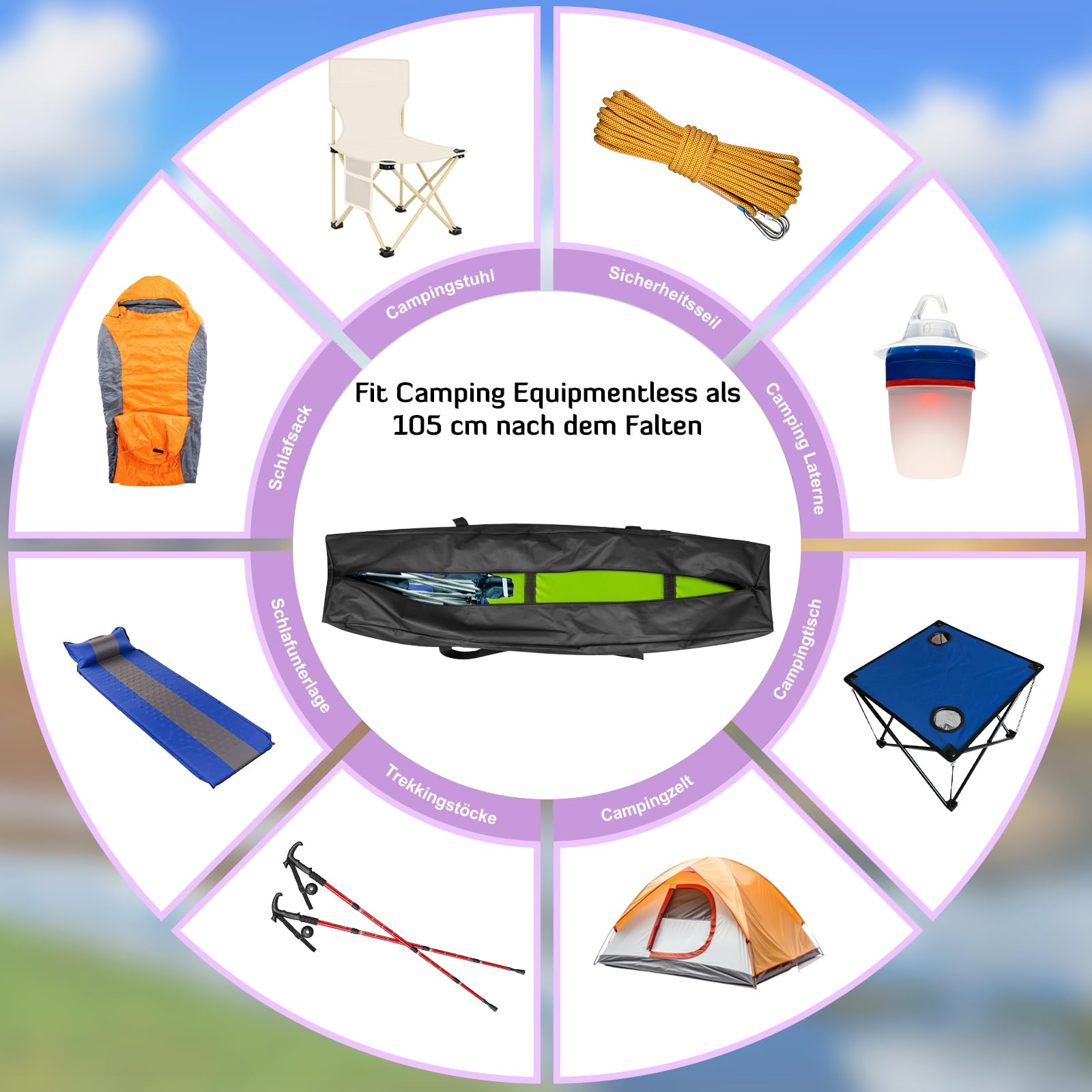 Babenest 97L Lange Reisetasche, Große Aufbewahrungstasche mit Upgrade Reißverschluss für Damen und Herren, Wasserdicht Faltbar Transporttasche Trainingstasche, Gym, Reisen, Schwarz 104x26x36cm