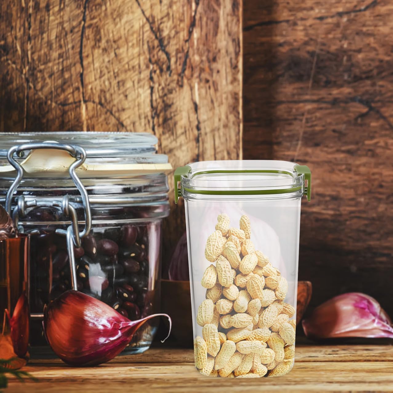 Airtight Food Storage Container 1300ml Sealed Jar with Lid for Kitchen Cereal Beans and Coffee Preservation