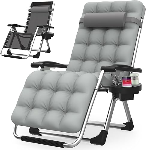 Suteck Zero Gravity - Silla reclinable de camping con cojín extraíble, bloqueo mejorado y soporte para tazas, sillas reclinables de patio