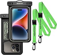 Vista 32 de Paquete de 4 bolsas flotantes impermeables para teléfono, protector flotante transparente con cordón, funda universal grande flotante a prueba