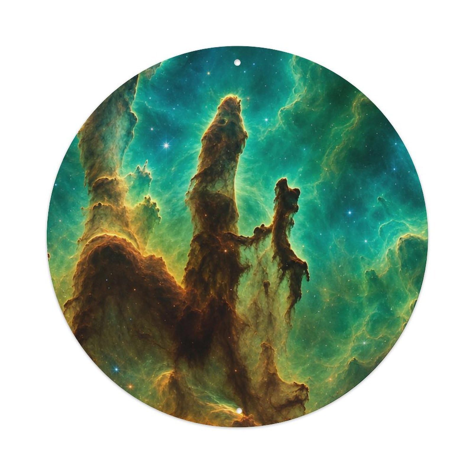 Okngb Style Space Science Eagle Nebula Stellar Atlas Starry Sky Metal Tin Sign Plaque Wall Decor For Cafe, Man Cave, Club Bar, Office, Home Garden Round Metal Poster 8X8inch