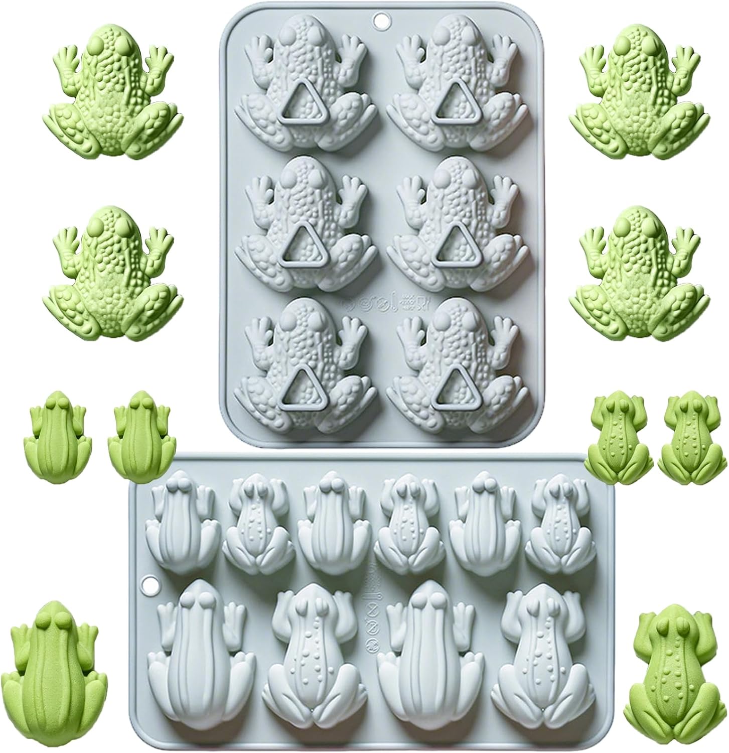 2 Pack Frog and Toad Shaped Silicone Molds for Chocolate, Candy, Jelly, Ice Cube, Candle, Soap, Cupcake Topper, Cake Decoration