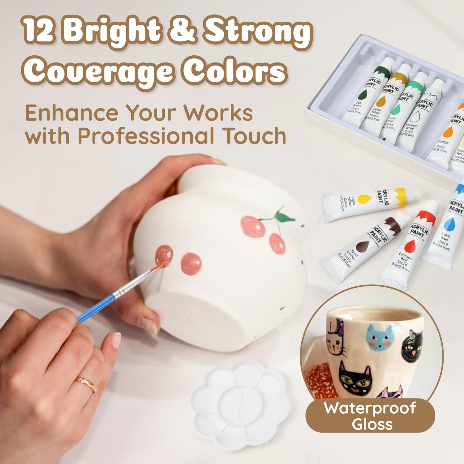 Air Dry Clay for Adults - Pottery kit for Beginner, Air Dry Clay w/Air Dy Clay Tools,White Dry Clay,Sculpting Tools, Gloss Varnish,DIY Plate Making Kit for Valentines Day Gifts, Couples Date Night