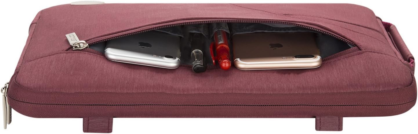 MOSISO Polyester Shoulder Bag Compatible with 13-13.3 inch Laptop, Pure Red
