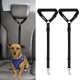 BWOGUE 2 Pack Dog Seat Belt for Car, Headrest Restraint Safety Leads | Headrest Loop for Car Travel, 18-30 in Adjustable, 2-in-1 Seat Belt and Leash, 2 Pack for Dogs and Cats, Use with Dog Harness Black Not elastic