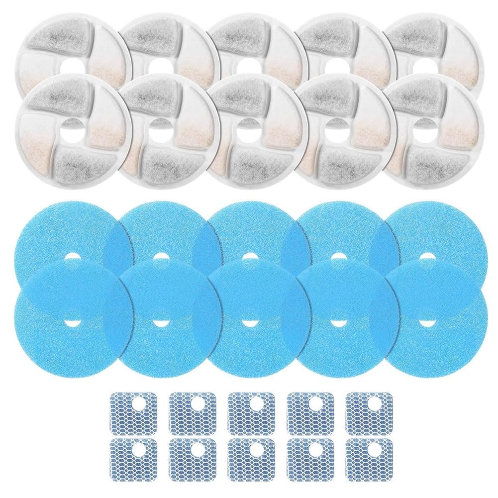 10 Ensembles de Filtres de à pour Chat de Remplacement pour Filtre de pour Animaux de Compagnie à Triple Filtration Carré de 2,2 L/73 Oz