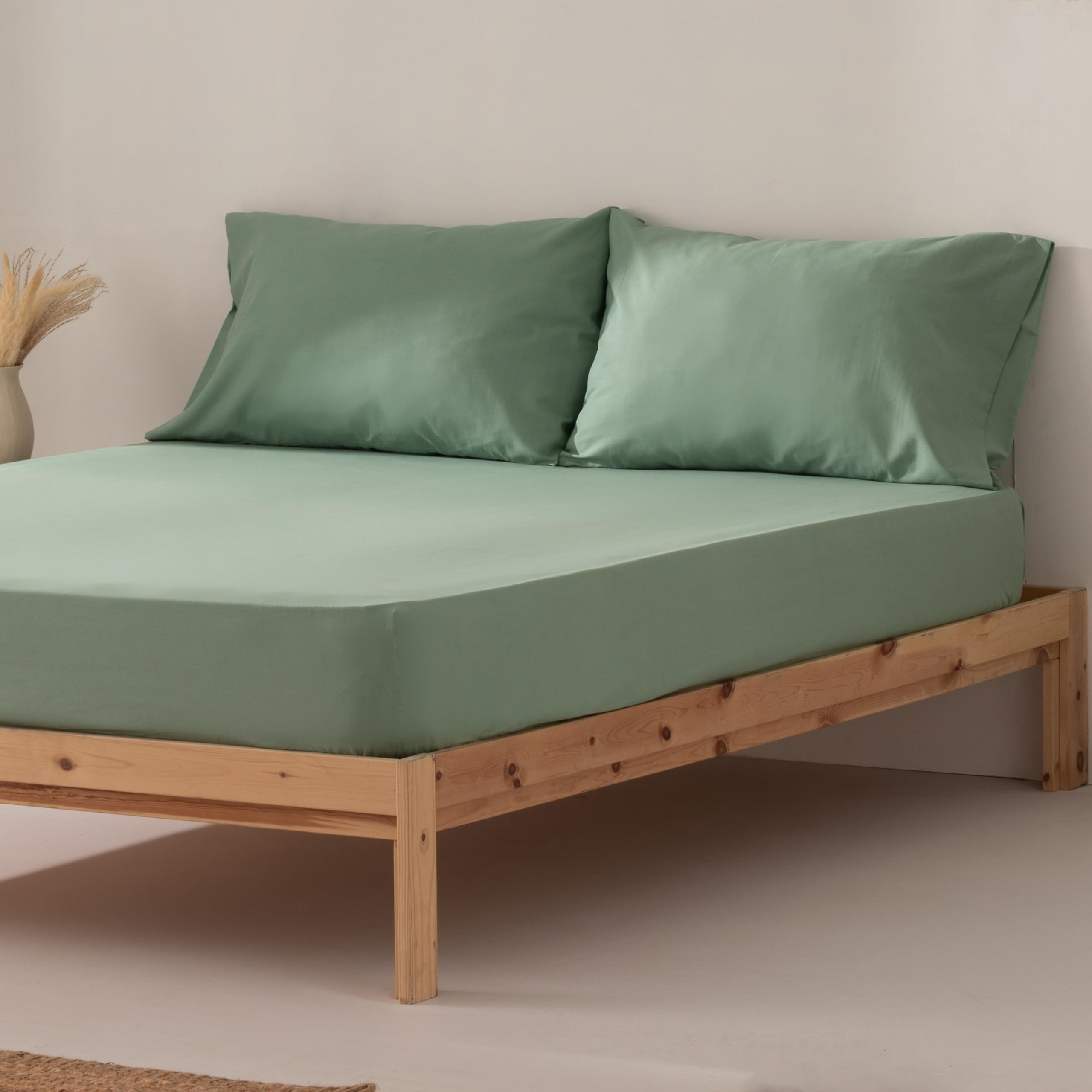 Sabana Bajera Cama 150 x 200 x 30 cm 100% Algodón Transpirable Ajustable Color Agua