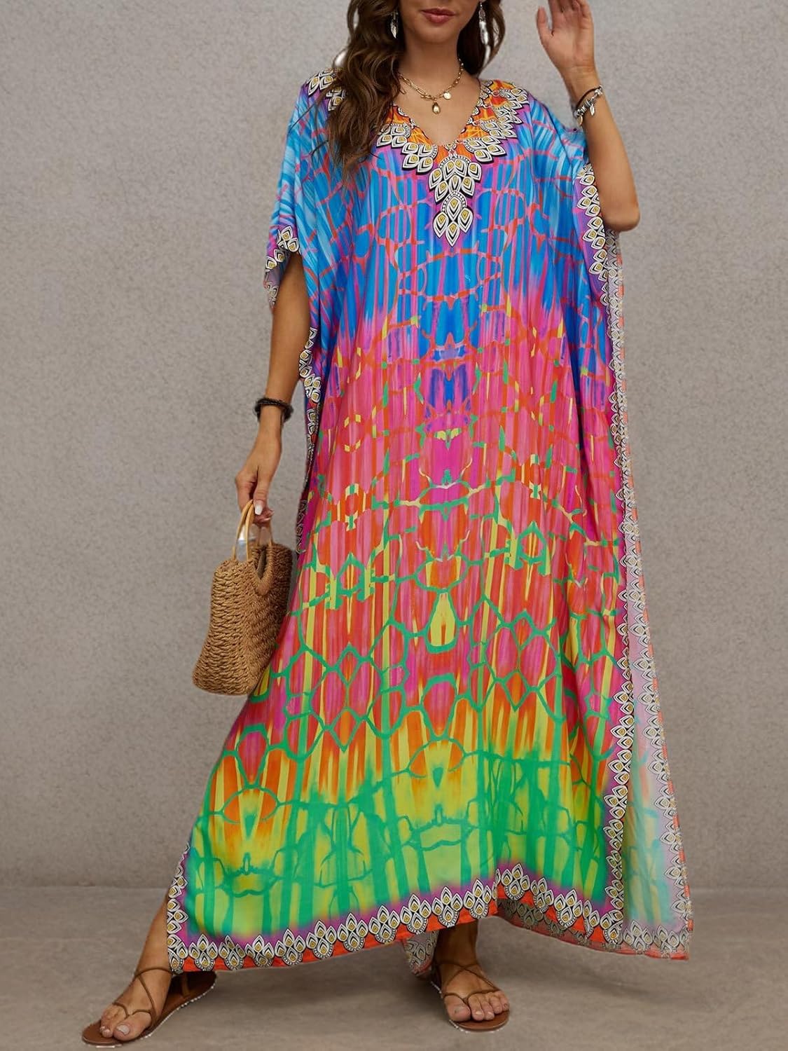 Kaftan Dresses for Women Plus Size Bathing Suit Cover up Caftan Maxi Beach Dresses - Image 8