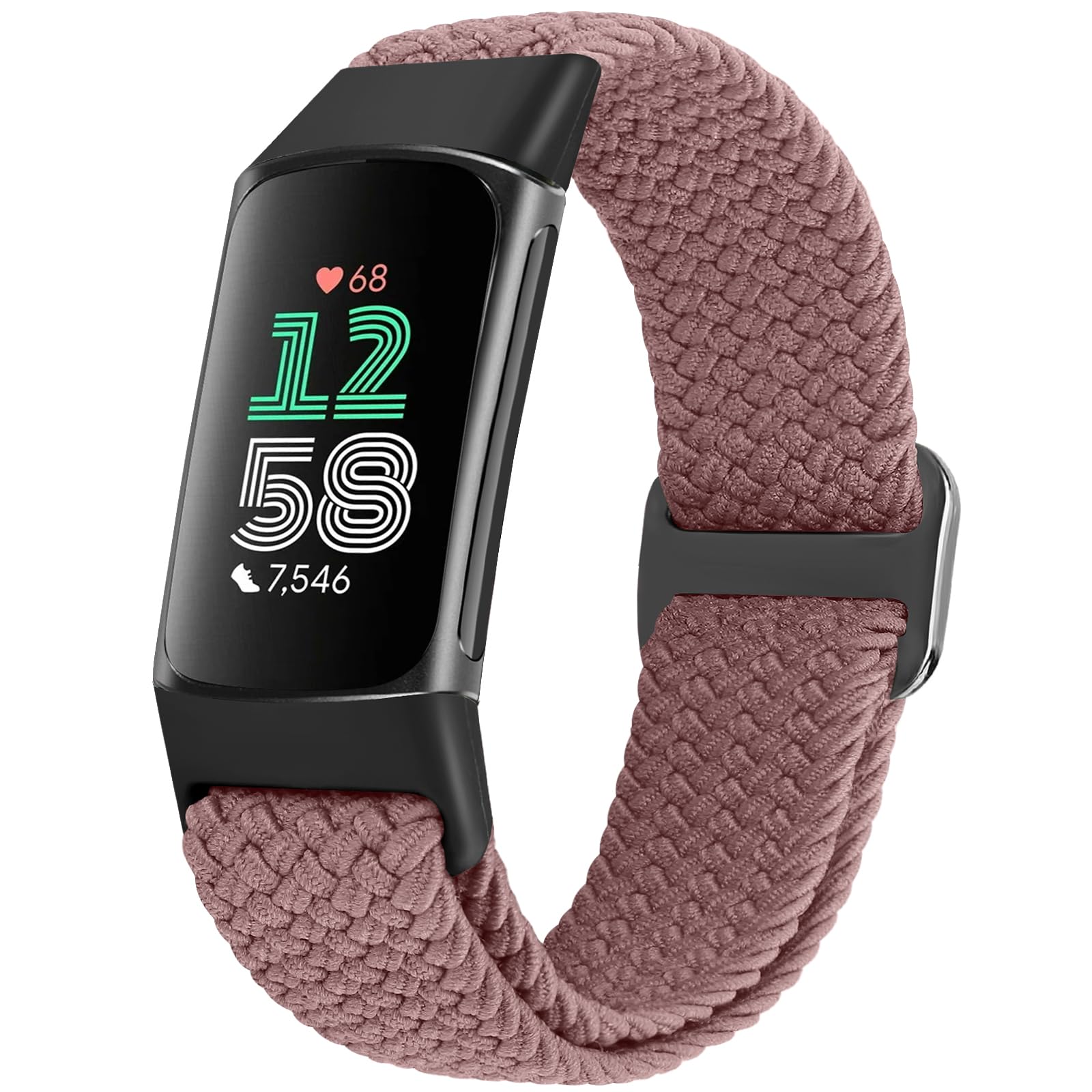 WNIPH Braided Strap Compatible with Fitbit Charge 6/Fitbit Charge 5 Straps for Women Men, Adjustable Elastic Nylon Wristband Stretchy Replacement Bands for Charge 6/Charge 5