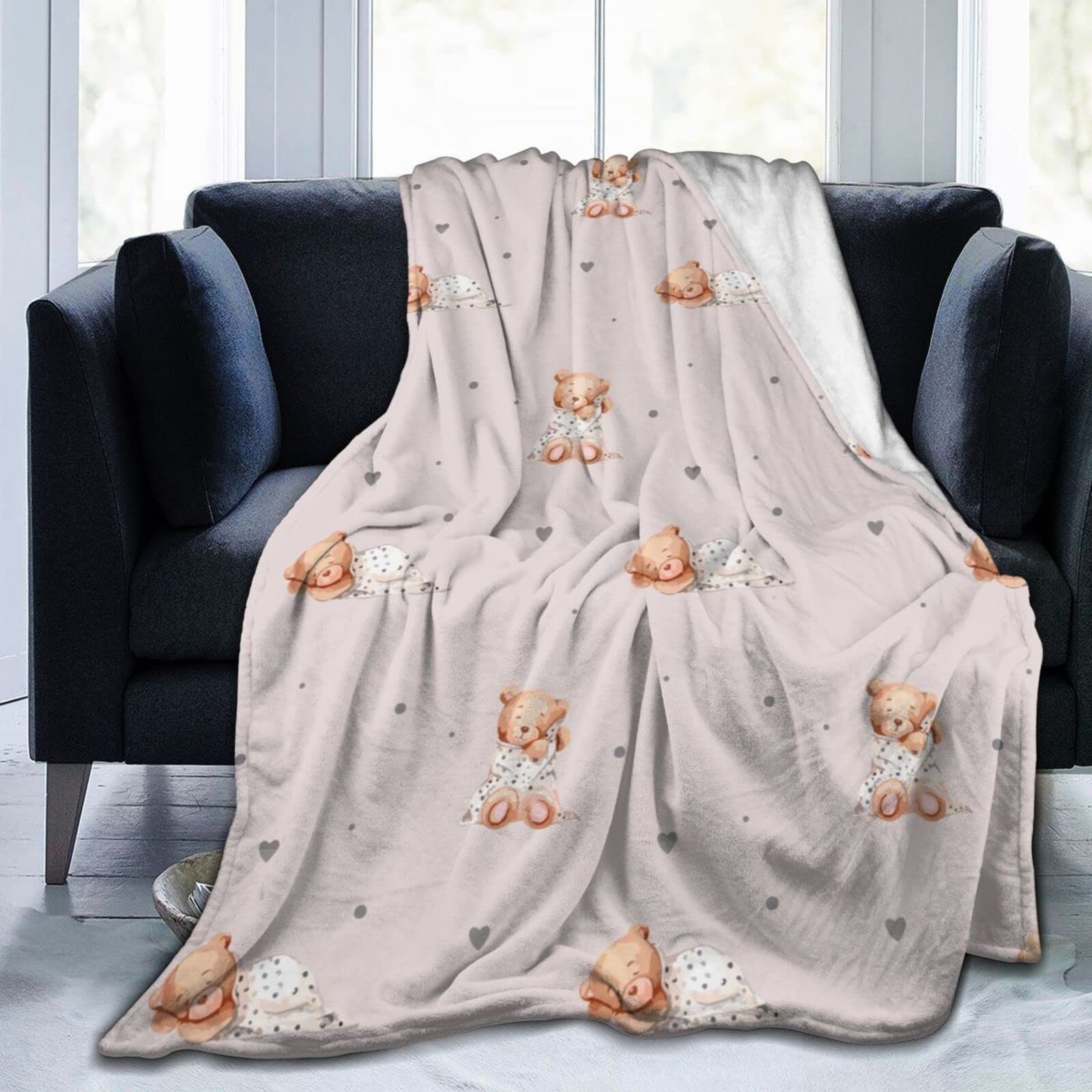 Coperta in pile vintage con fiori super morbida e accogliente per divano, divano, letto, leggera, soffice e calda, in peluche per tutte le stagioni, 127 x 152 cm