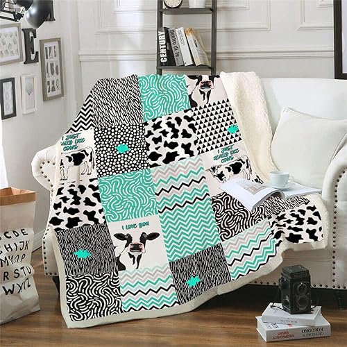 Manta con estampado de vaca, decoración de vaca, manta de ropa de cama para niñas y mujeres, regalos de cumpleaños de San Valentín, suave impresión