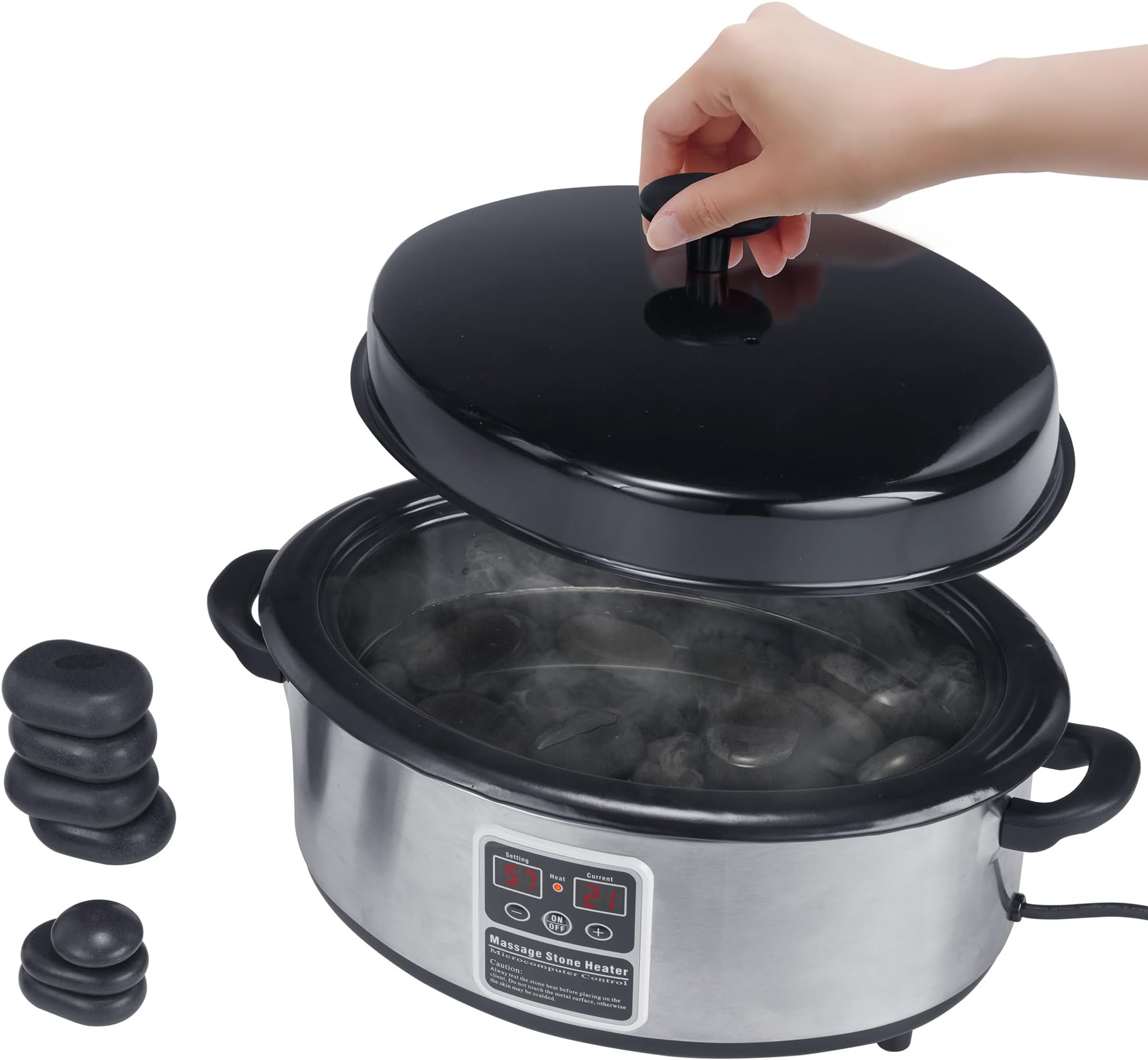 Master Massage 6 Quart LED Hot Stone Warmer with Digital Display– Stainless Steel Hot Stone Heater Portable- Massage Stone Heating Device-Massage Essentials for Massage Therapists