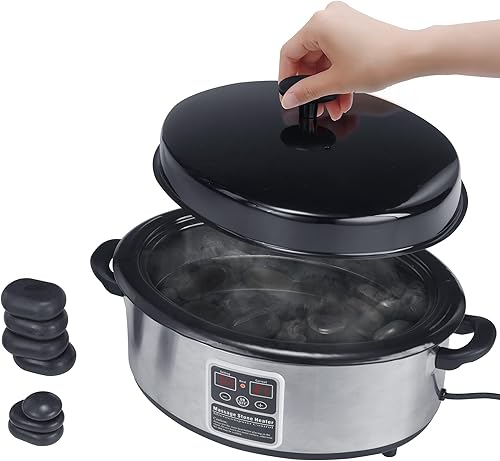 Miniatura 10 de Master Massage Calentador de piedra de masaje eléctrico profesional 2 en 1 y 3 botellas de aceite de masaje y loción y calentador de gel, combo de