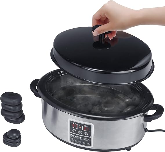 Master Massage 6 Quart LED Hot Stone Warmer with Digital Display Stainless Steel Hot Stone Heater Portable- Massage Stone Heating Device-Massage Essentials for Massage Therapists