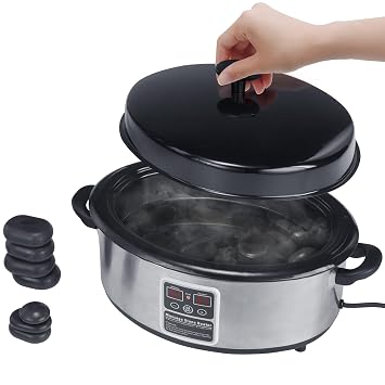 Master Massage 6 Quart LED Hot Stone Warmer with Digital Display Stainless Steel Hot Stone Heater Portable- Massage Stone Heating Device-Massage Essentials for Massage Therapists