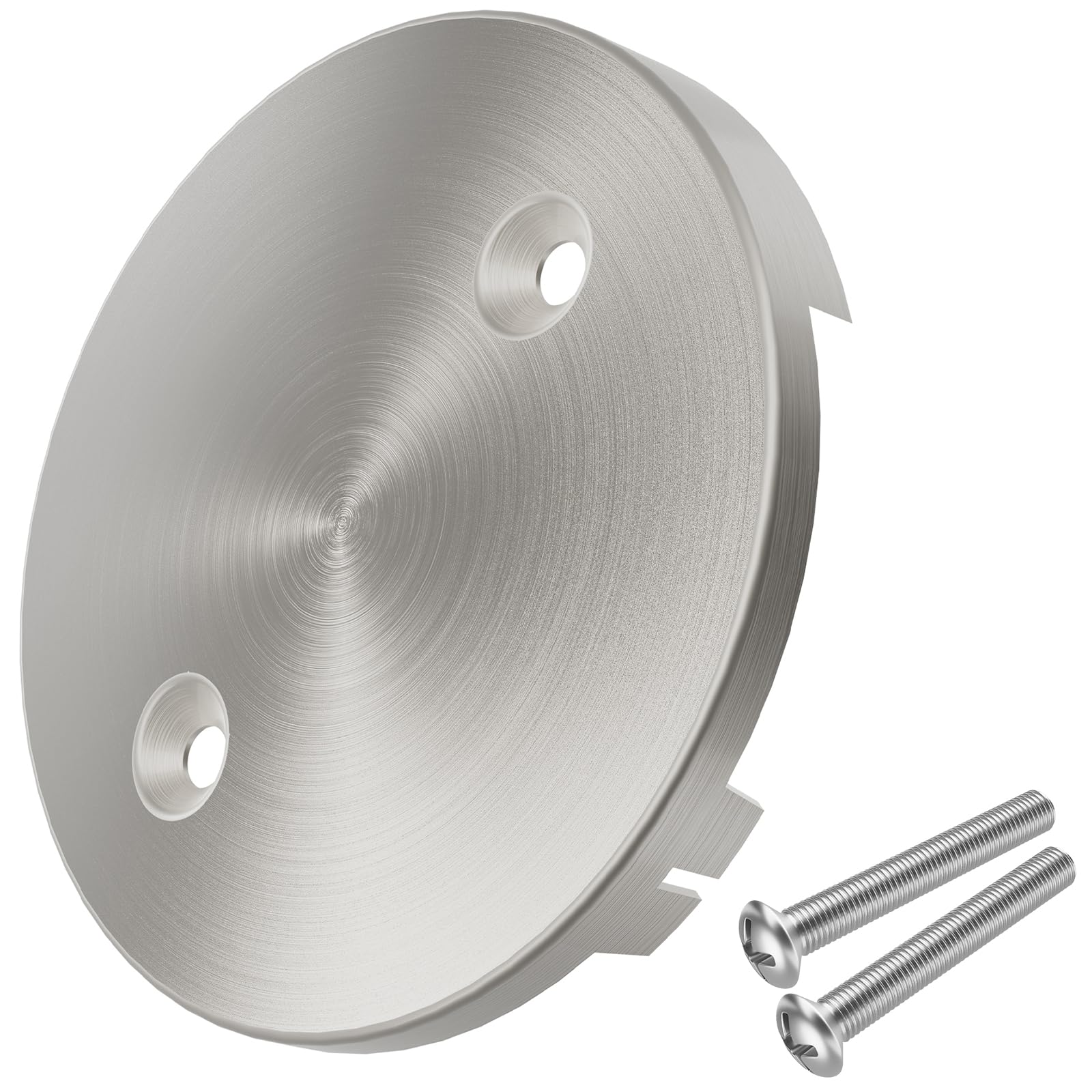 Photo 1 of Uni-Green Universal Two-Hole Bathtub Overflow Face Plate, Universal Dual Hole Bathtub Overflow Drain Cover Matching Screws - Brushed Nickel