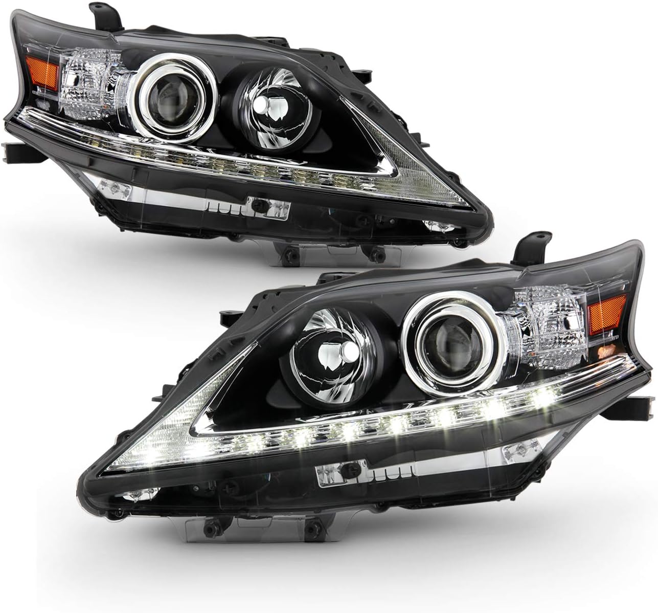 AKKON - Fits 2013-2015 Lexus RX350 RX450h [HID/Xenon] Non-AFS Projector Black Headlight w/LED Light Bar DRL Passenger Right