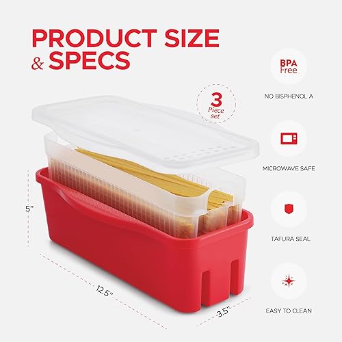 Vista 2 de Tafura Olla de pasta para microondas con sistema de doble colado, cocina de espagueti para microondas con escurridor, regalo de dormitorio