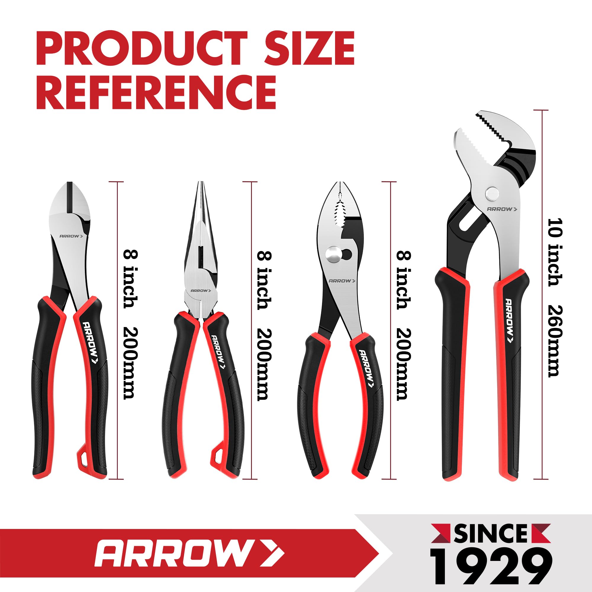Arrow 4-Piece Pliers Set - Durable & Versatile -3