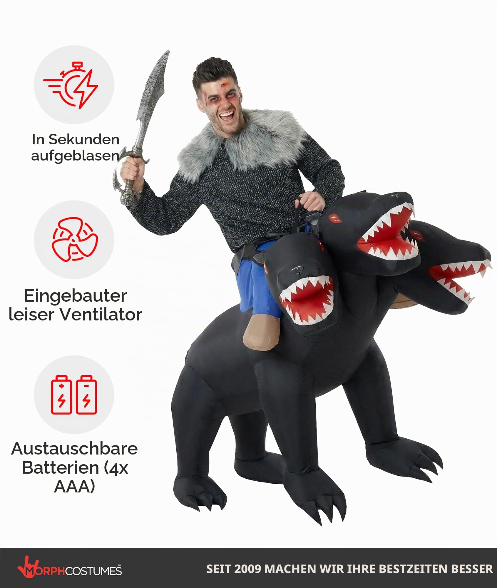 Morph Aufblasbares Hunde Kostüm Erwachsene, Gruseliges Halloween Kostüm