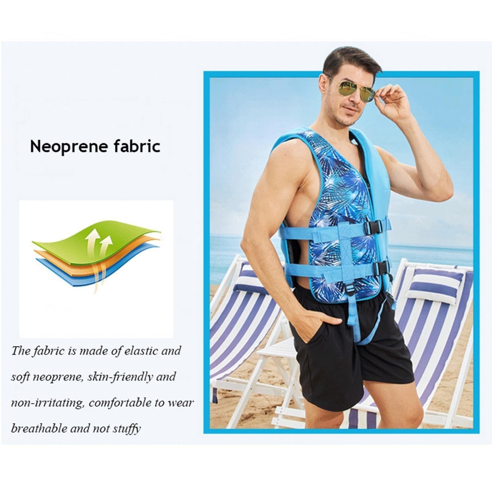 Unisex Hohe Auftriebskraft Tragbar Schwimnweste Verstellbare Gurte Weiches Neopren für Kajak Paddelsport Angeln Segeln Wassersport Sicherheit