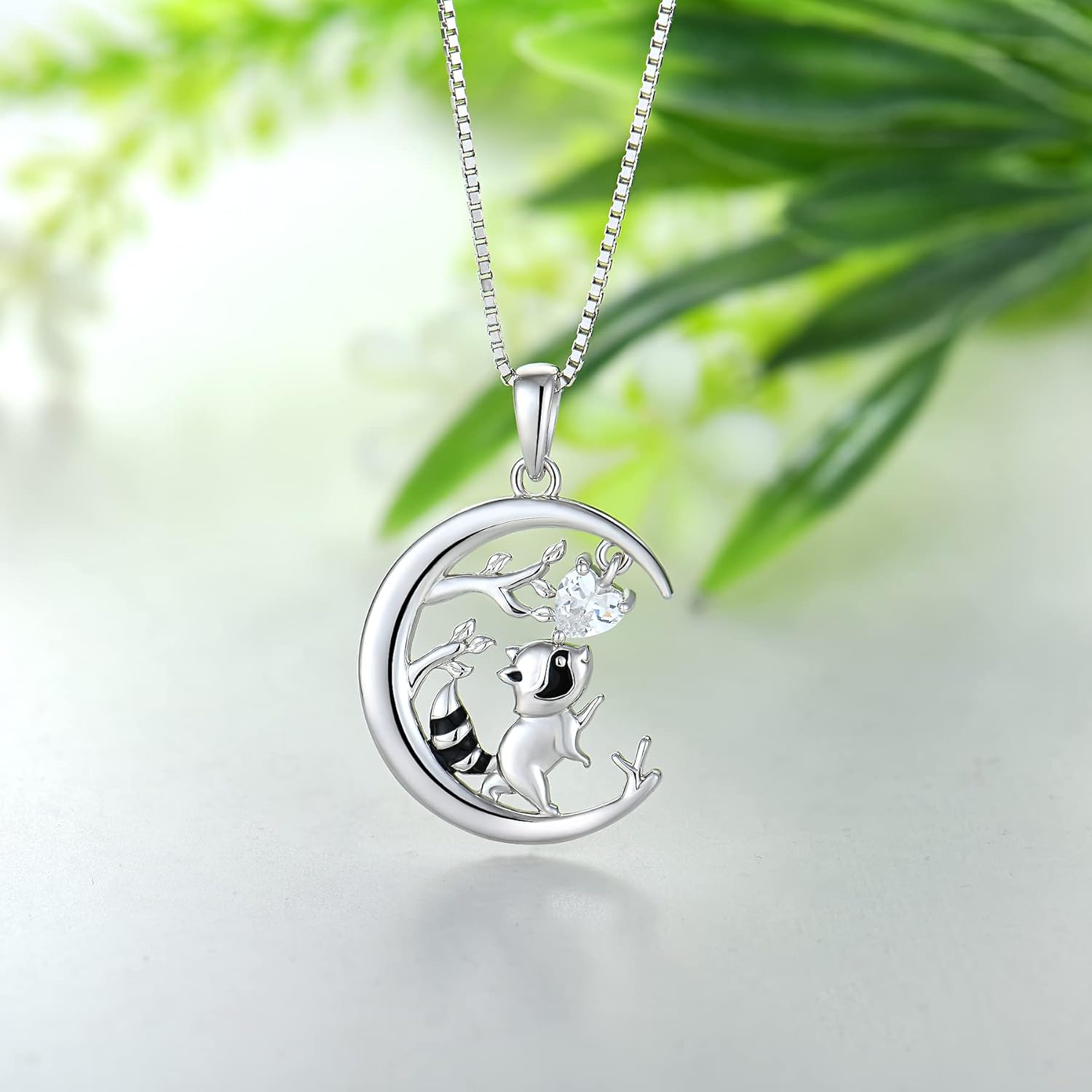 STARCHENIE Raccoon Necklace 925 Sterling Silver Heart Birthstone Pendant Cute Animal Jewelry for Women - Image 3