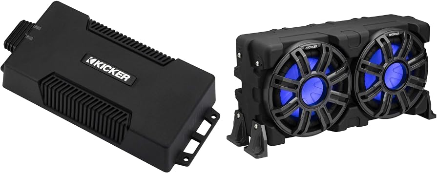 KICKER 51MWLE104 - MWE 10-Inch Loaded Premium Marine Sub Encl w/Passive Radiator 4ohm & 48PXA6001 Powersports Amp Bundle