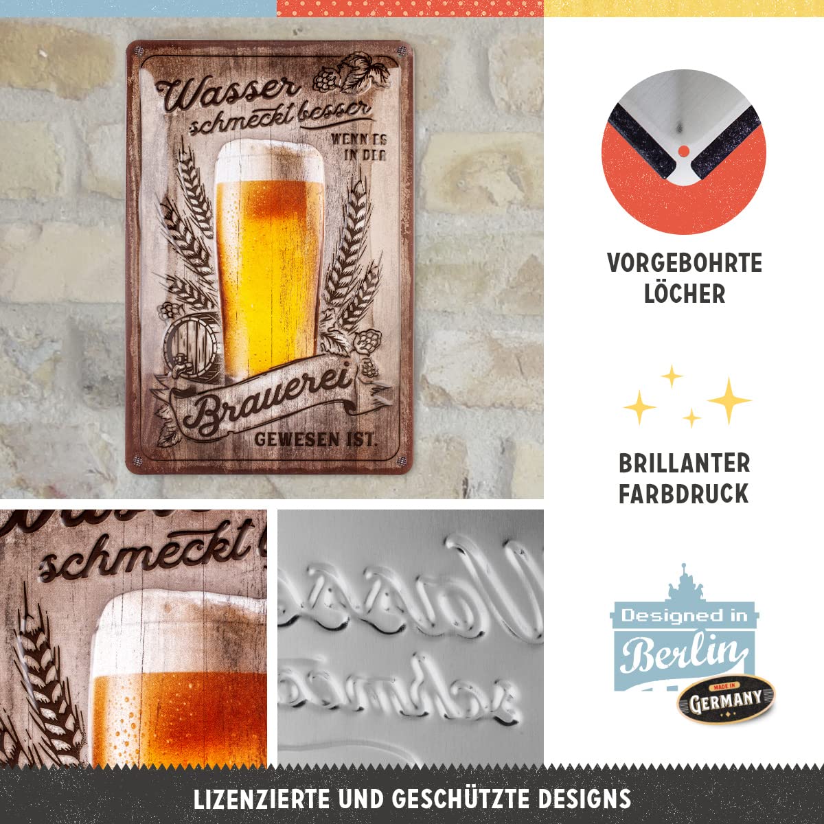 Nostalgic-Art Retro Blechschild „The Best Beer Is An Open One“ – 20x30 Cm, Vintage Deko Für Bier-Fans | Made In Germany