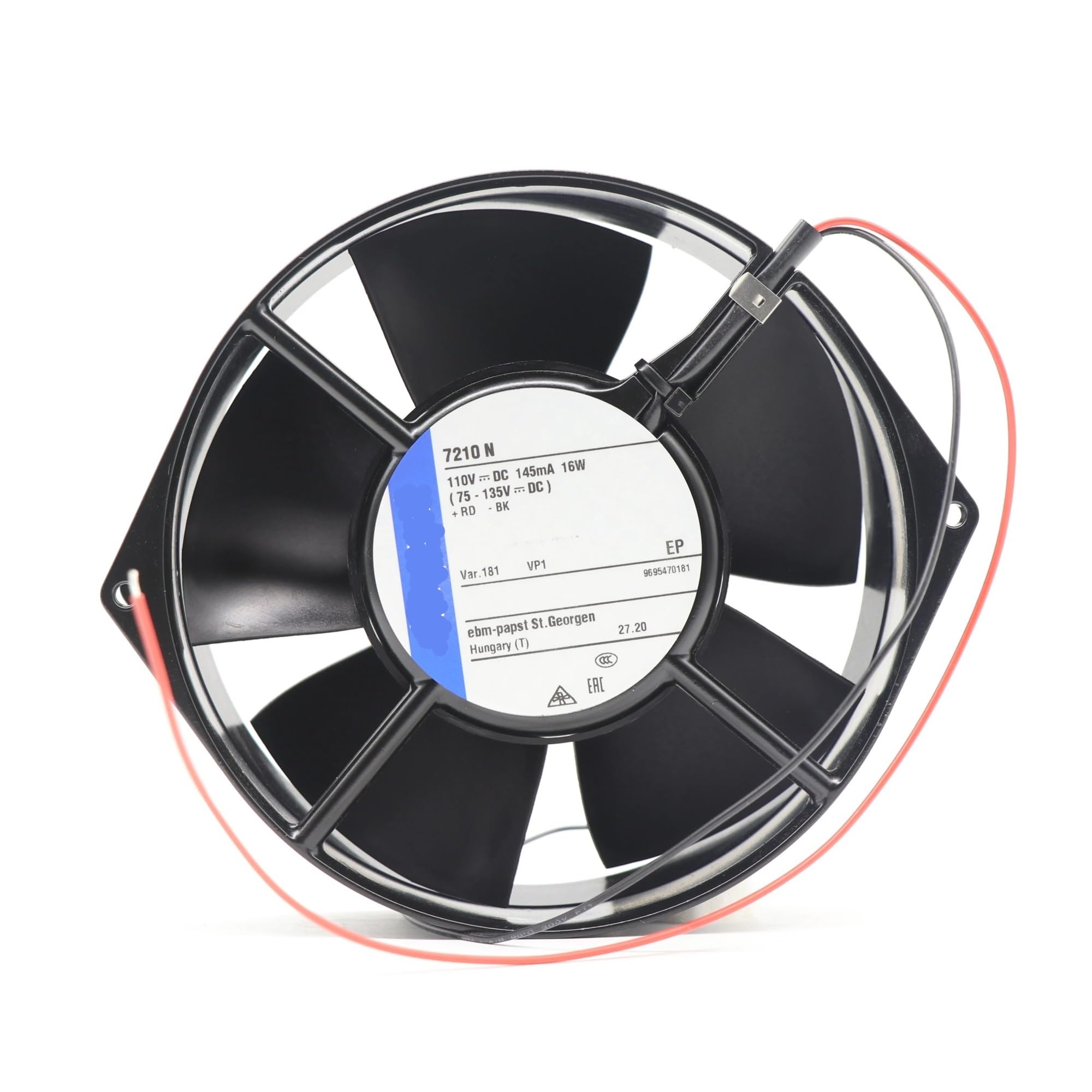 7210N-181 Wentylator chłodzący osiowy z łożyskiem kulkowym 110 V AC 16 W 0,145 A 3050 obr./min 172 x 55 mm 345 m3/h