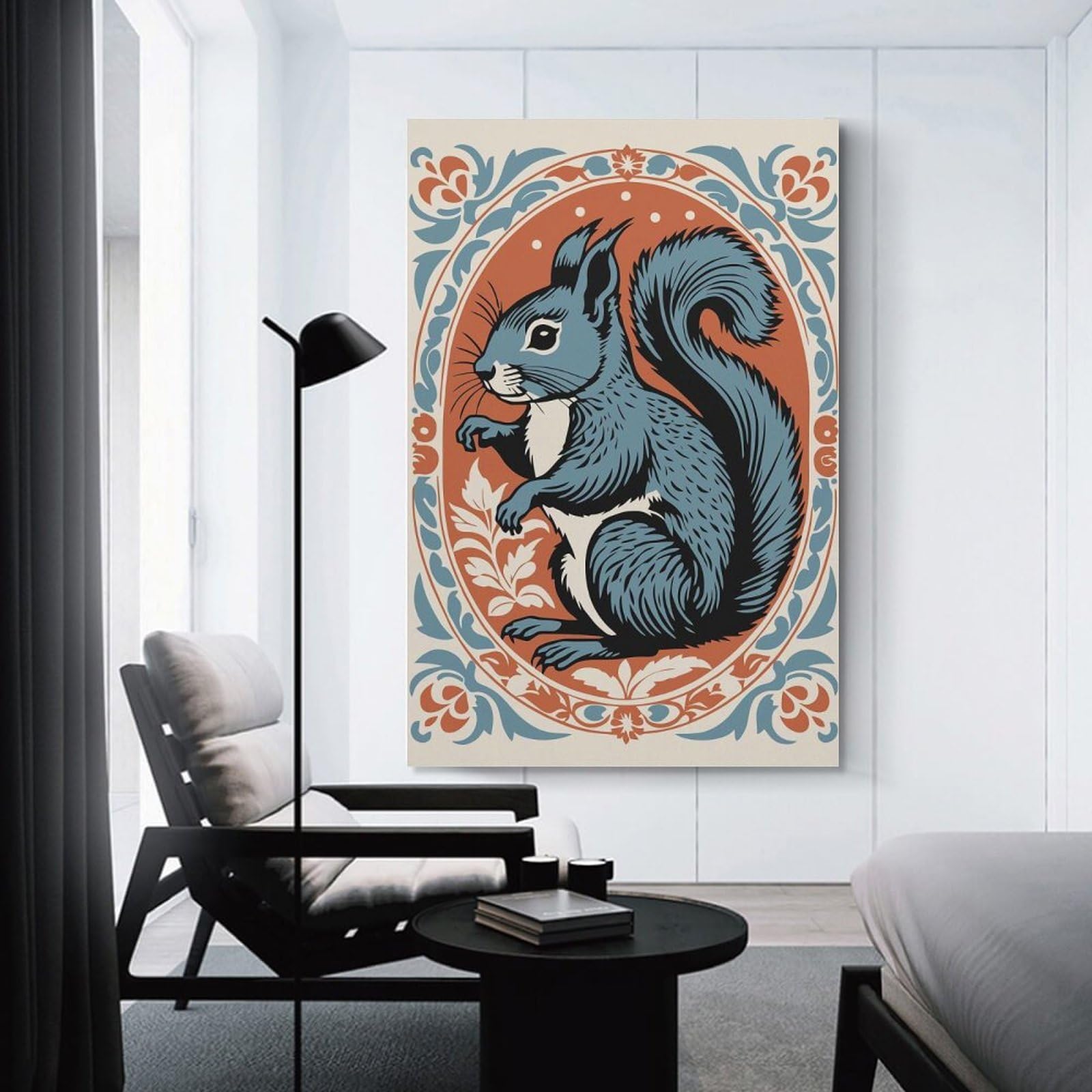 Junmoney Stylized Squirrel Portrait Home Decor Wall Art 24x36inch(60x90cm), for Art Walls, Layered Displays Or Homes, A Versatile Canvas Print for Layering