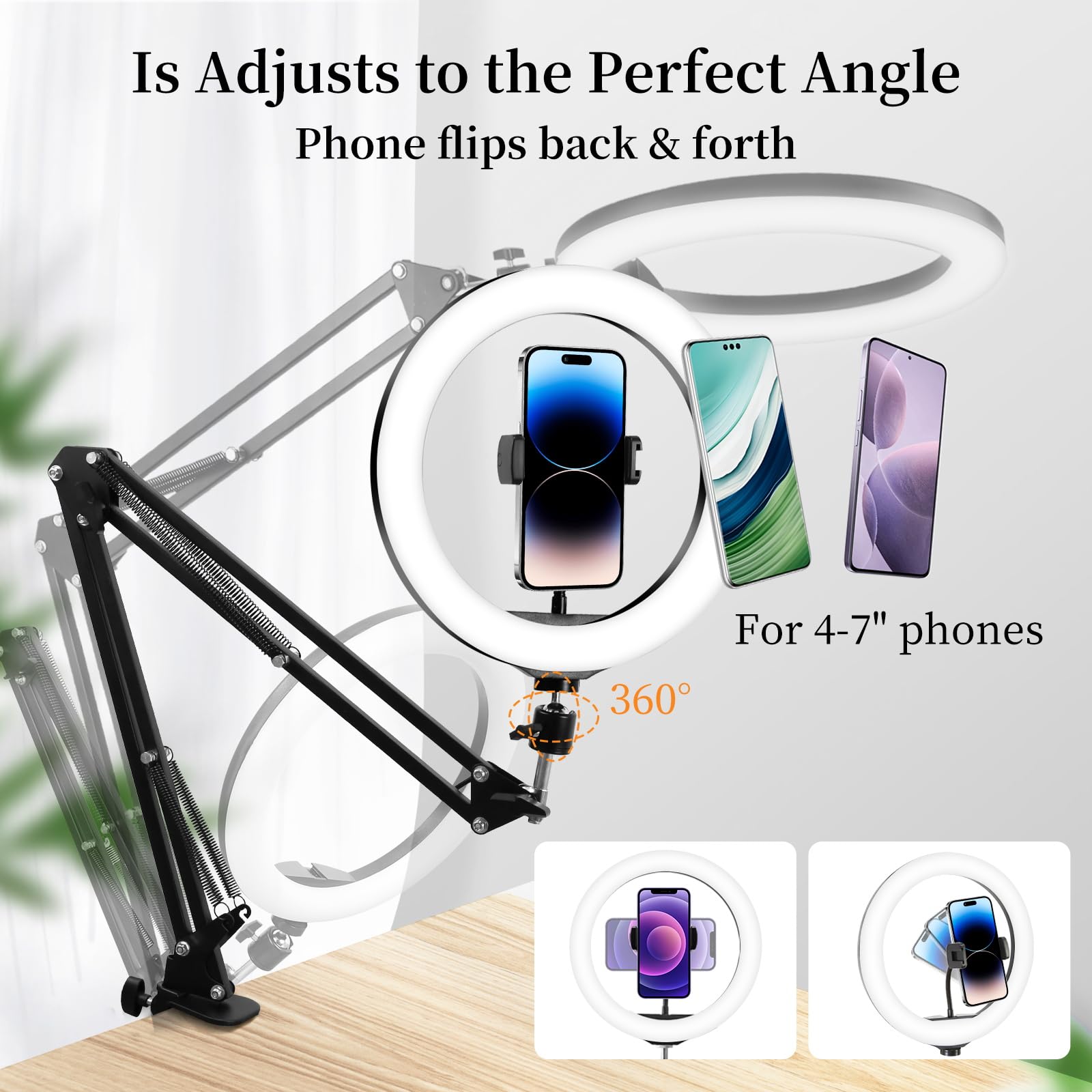 Phone Ring Light Ring Light With Stand Overhead Phone Mount Holder