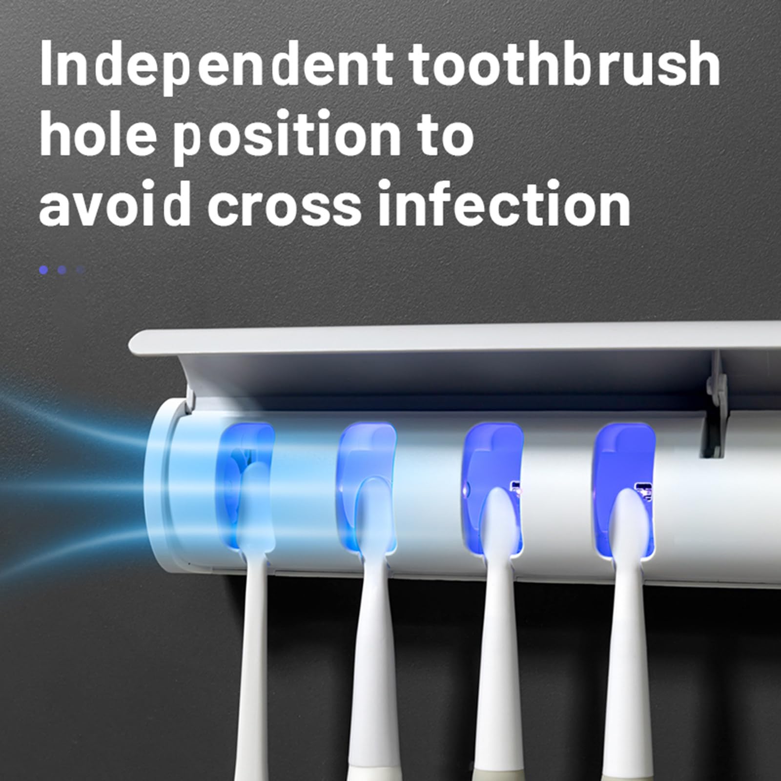 Esterilizador de cepillo de dientes inteligente, soporte para cepillo de dientes montado en la pared, esterilización UV por inducción automática, accesorios de baño