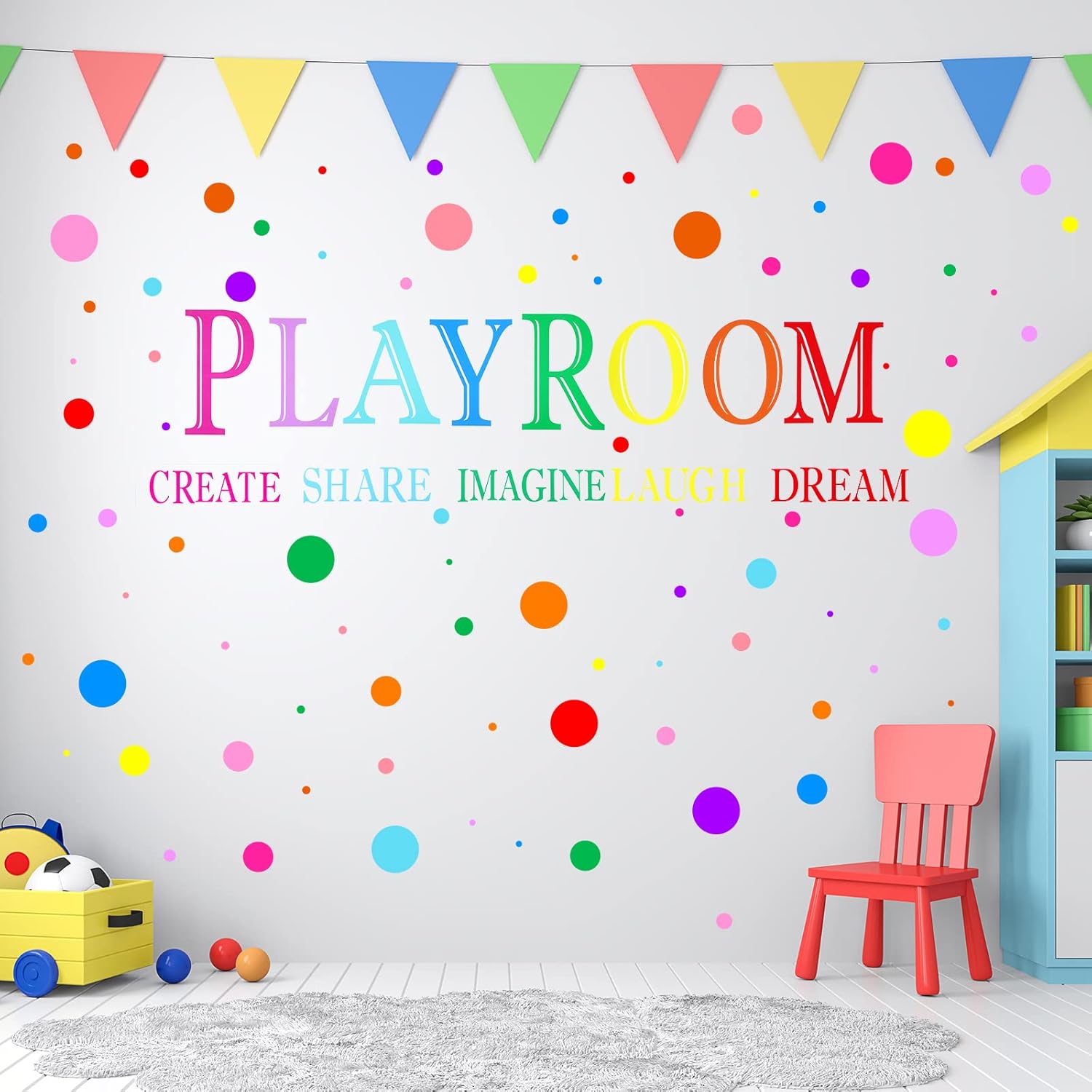 Kids Decals for Walls Polka Dots Wall Sticker Large Playroom Wall Decals with 264