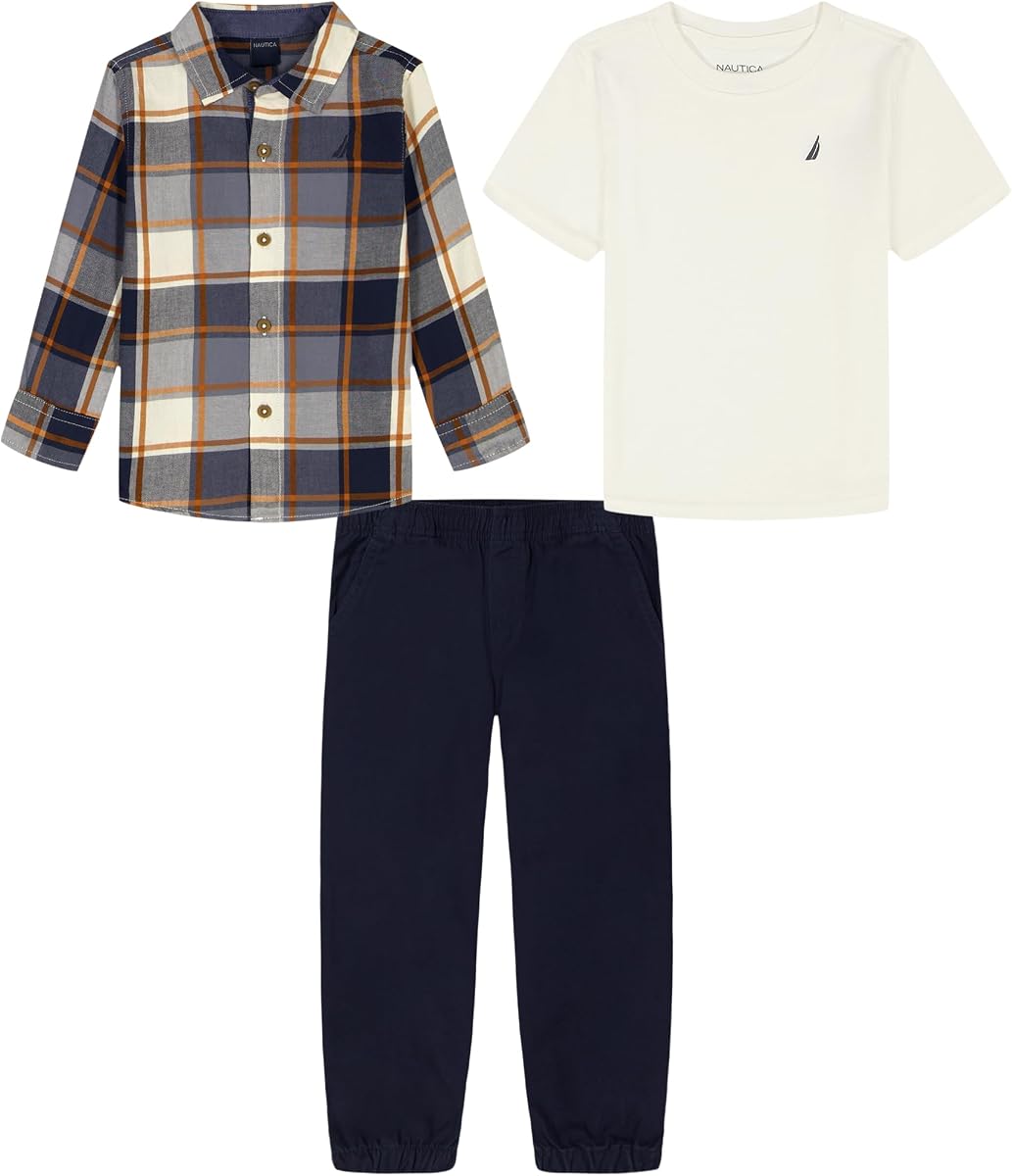 Nautica Conjunto de pantalón y camisa tejida de 3 piezas para niño