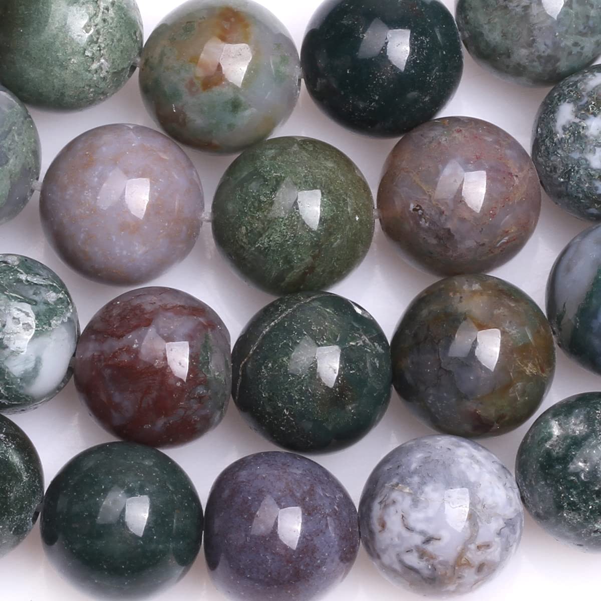GEM-Inside 12mm Indian Agate Round Gemstone Semi Precious Loose Beads for Jewellery Making 15'' - Image 3