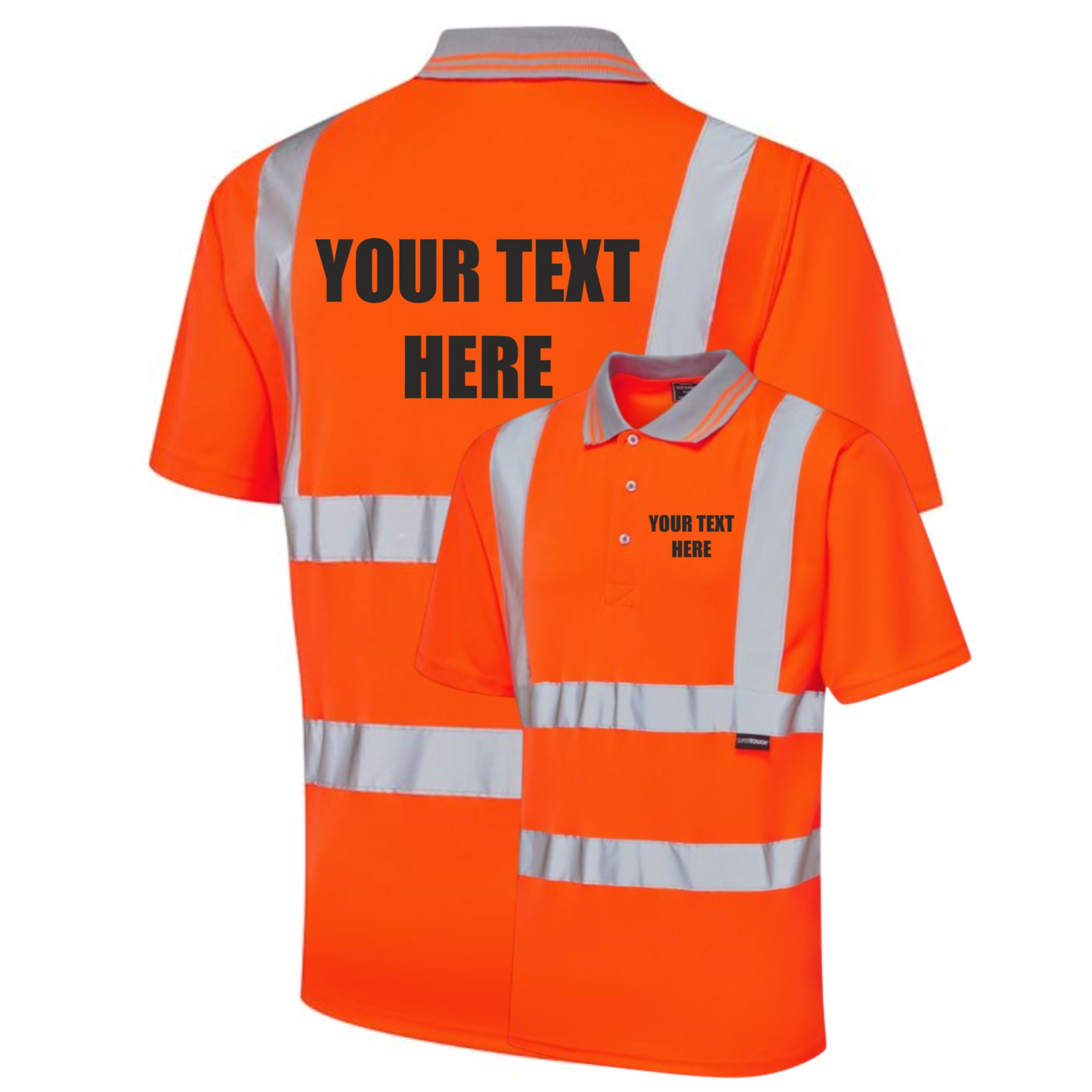 Brook Hi Vis Uk Unisex Orange Personalised Hi Vis Polo Shirt Reflective Safety Vest Waistcoat, Conforms To En20471 Class 2 & Go/Rt 3279, High Visibility, By Brook Hi Vis, Xxlarge